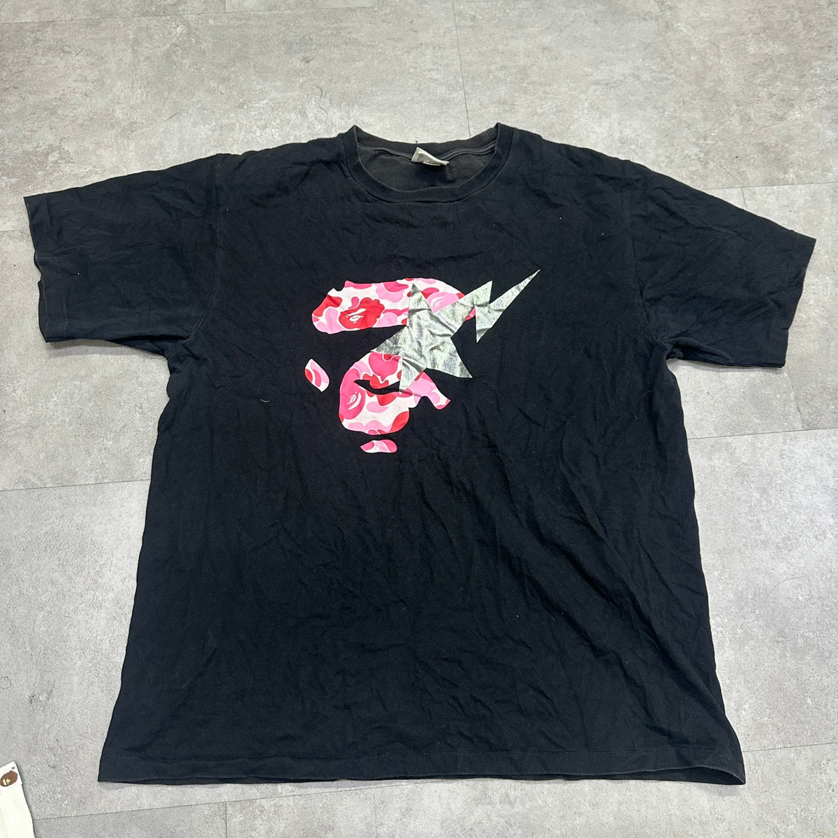 A BATHING APE APE HEAD BAPESTA PINK CAMO T-SHIRT SIZE XL
