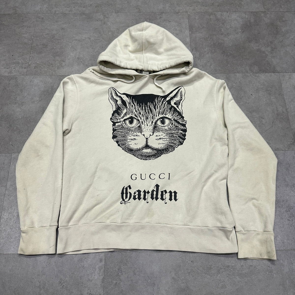 GUCCIGUCCI IVORY COTTON HOODED SWEATSHIRT SIZE M